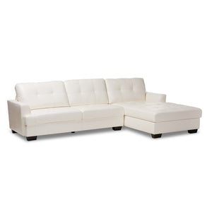 Baxton Studio Adalynn Modern and Contemporary White Faux Leather Upholstered Sectional Sofa