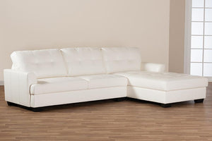 Baxton Studio Adalynn Modern and Contemporary White Faux Leather Upholstered Sectional Sofa