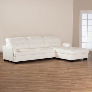 Baxton Studio Adalynn Modern and Contemporary White Faux Leather Upholstered Sectional Sofa