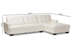 Baxton Studio Adalynn Modern and Contemporary White Faux Leather Upholstered Sectional Sofa