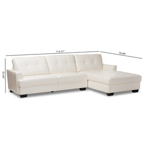 Baxton Studio Adalynn Modern and Contemporary White Faux Leather Upholstered Sectional Sofa