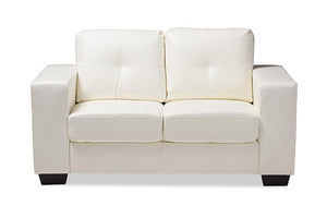 Baxton Studio Adalynn Modern and Contemporary White Faux Leather Upholstered Loveseat