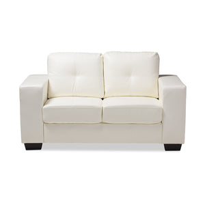 Baxton Studio Adalynn Modern and Contemporary White Faux Leather Upholstered Loveseat