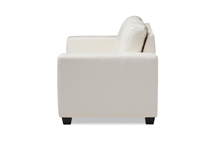 Baxton Studio Adalynn Modern and Contemporary White Faux Leather Upholstered Loveseat