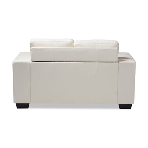 Baxton Studio Adalynn Modern and Contemporary White Faux Leather Upholstered Loveseat