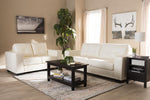 Baxton Studio Adalynn Modern and Contemporary White Faux Leather Upholstered 2-Piece Livingroom Set