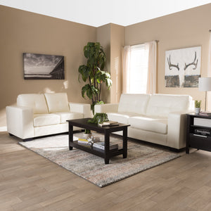 Baxton Studio Adalynn Modern and Contemporary White Faux Leather Upholstered 2-Piece Livingroom Set