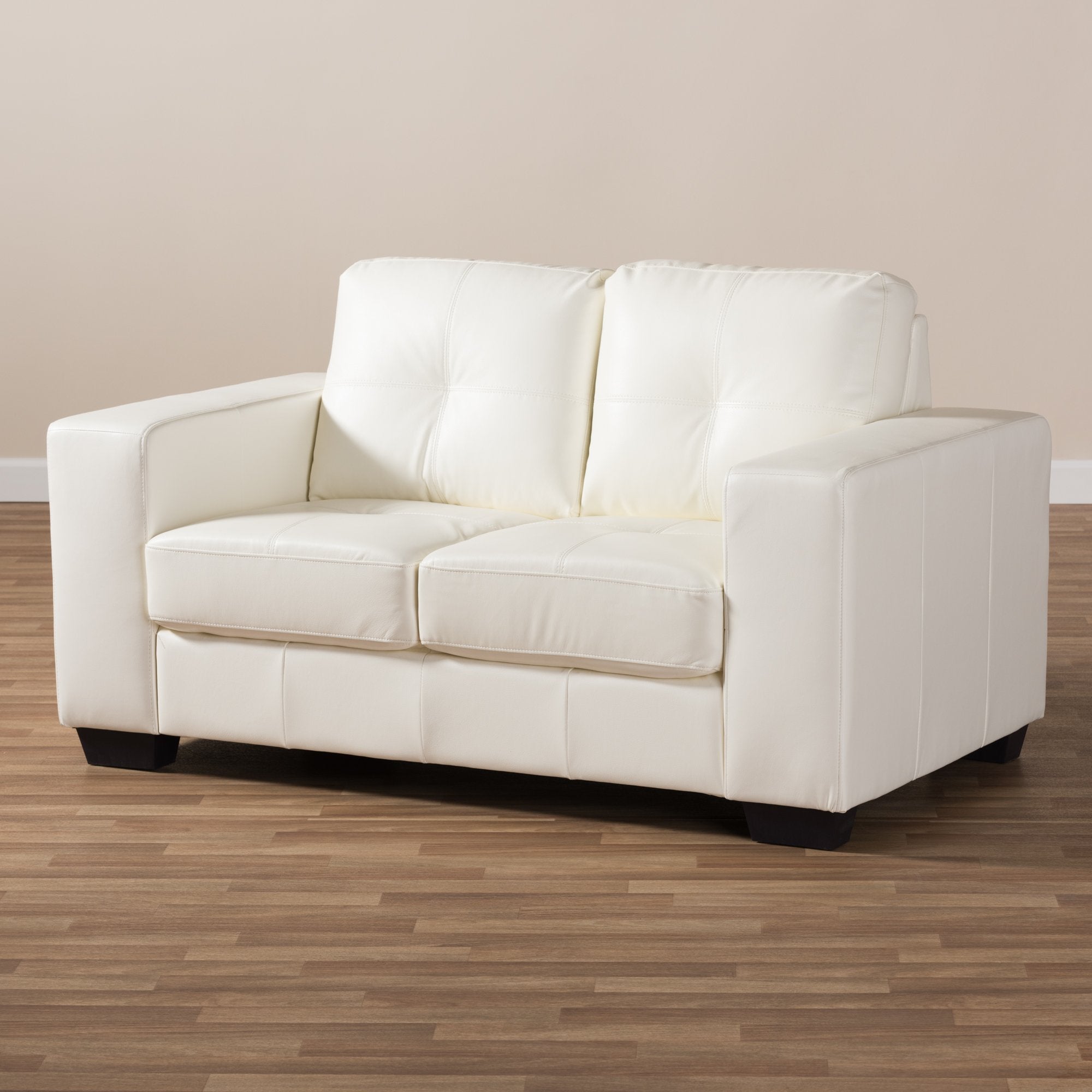 Baxton Studio Adalynn Modern and Contemporary White Faux Leather Upholstered Loveseat