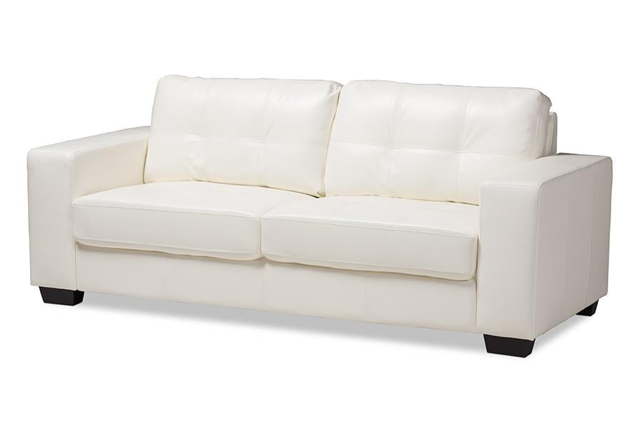 Baxton Studio Adalynn Modern and Contemporary White Faux Leather Upholstered Sofa