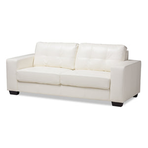 Baxton Studio Adalynn Modern and Contemporary White Faux Leather Upholstered Sofa