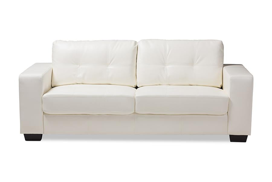 Baxton Studio Adalynn Modern and Contemporary White Faux Leather Upholstered Sofa