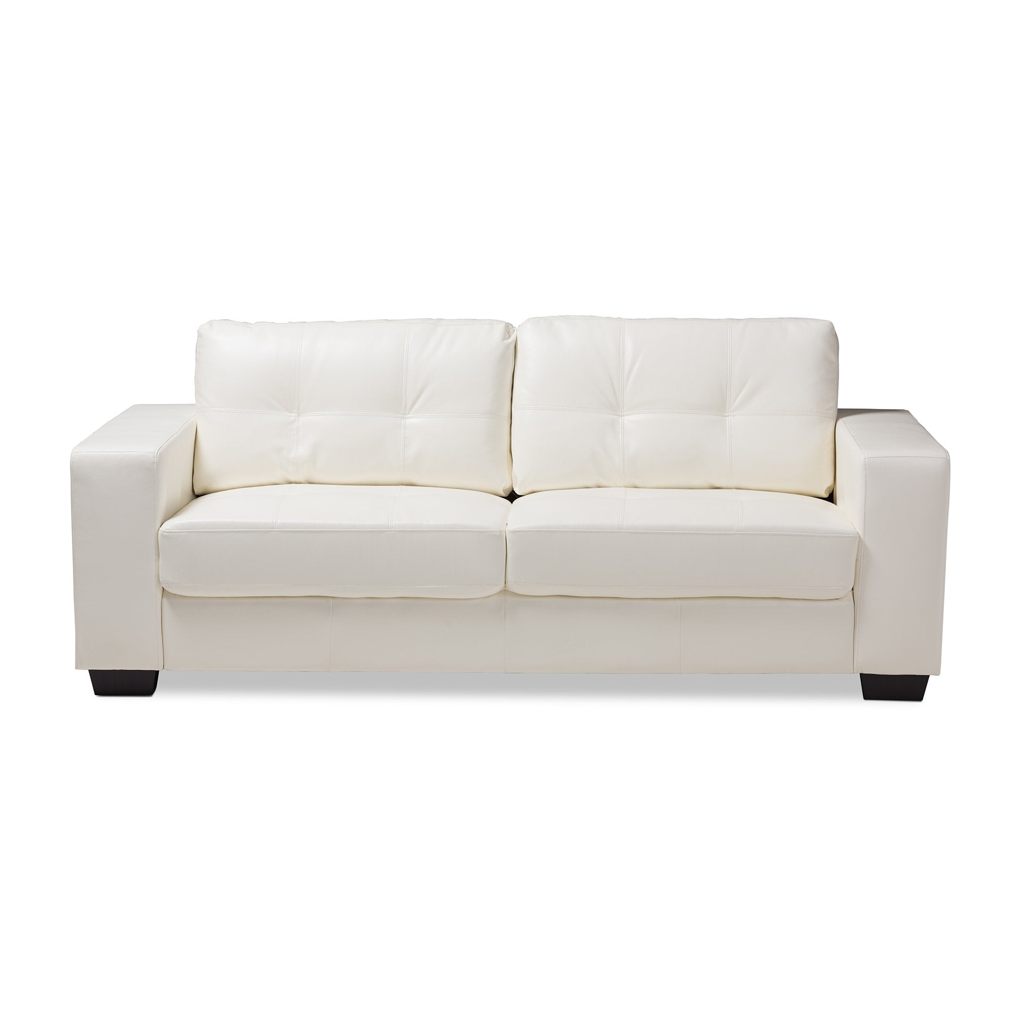 Baxton Studio Adalynn Modern and Contemporary White Faux Leather Upholstered Sofa