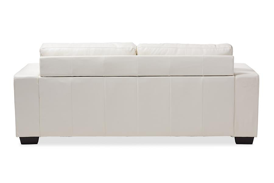 Baxton Studio Adalynn Modern and Contemporary White Faux Leather Upholstered Sofa