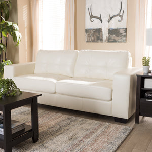 Baxton Studio Adalynn Modern and Contemporary White Faux Leather Upholstered Sofa