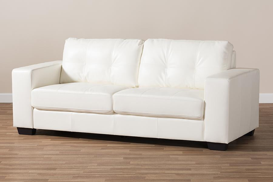 Baxton Studio Adalynn Modern and Contemporary White Faux Leather Upholstered Sofa