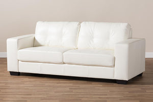 Baxton Studio Adalynn Modern and Contemporary White Faux Leather Upholstered Sofa