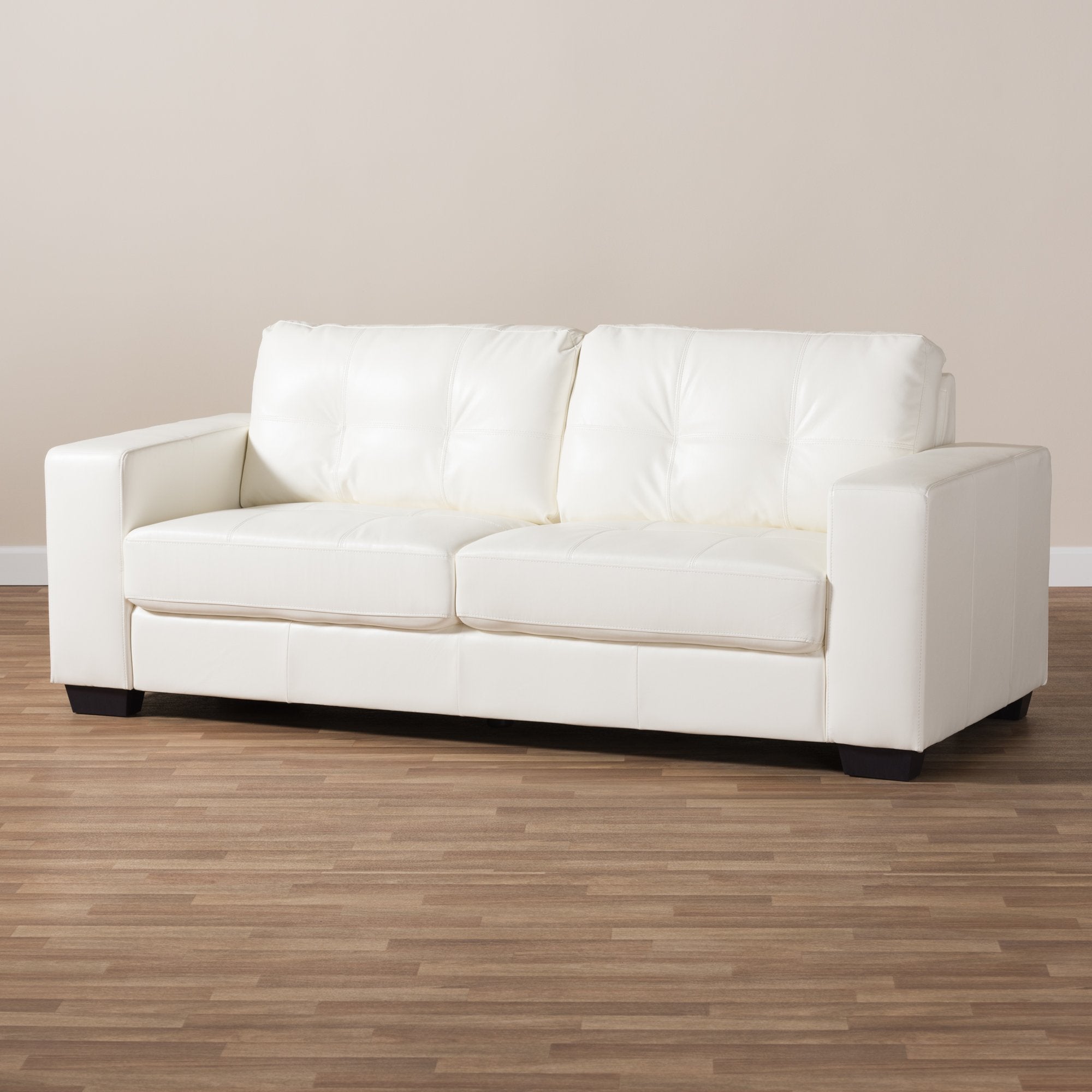 Baxton Studio Adalynn Modern and Contemporary White Faux Leather Upholstered Sofa