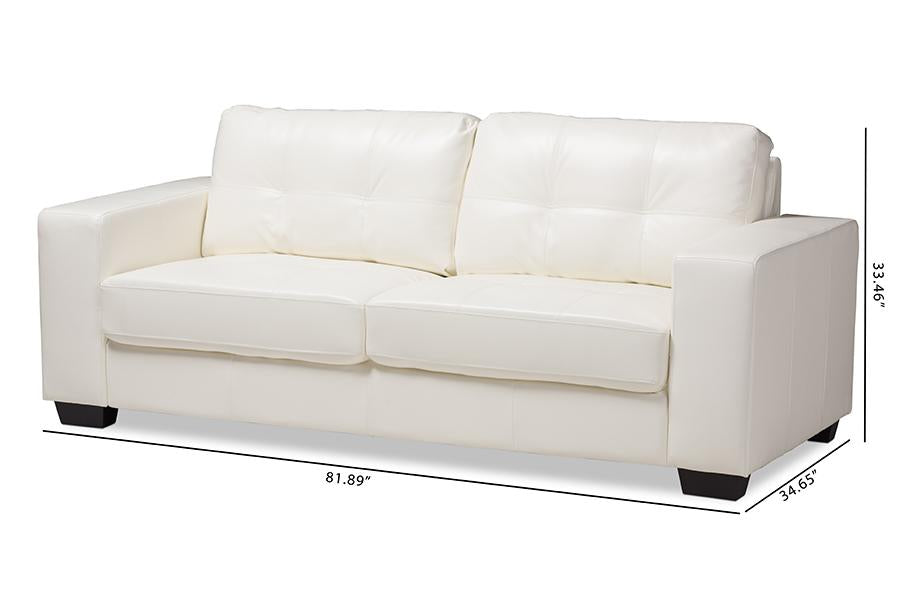 Baxton Studio Adalynn Modern and Contemporary White Faux Leather Upholstered Sofa