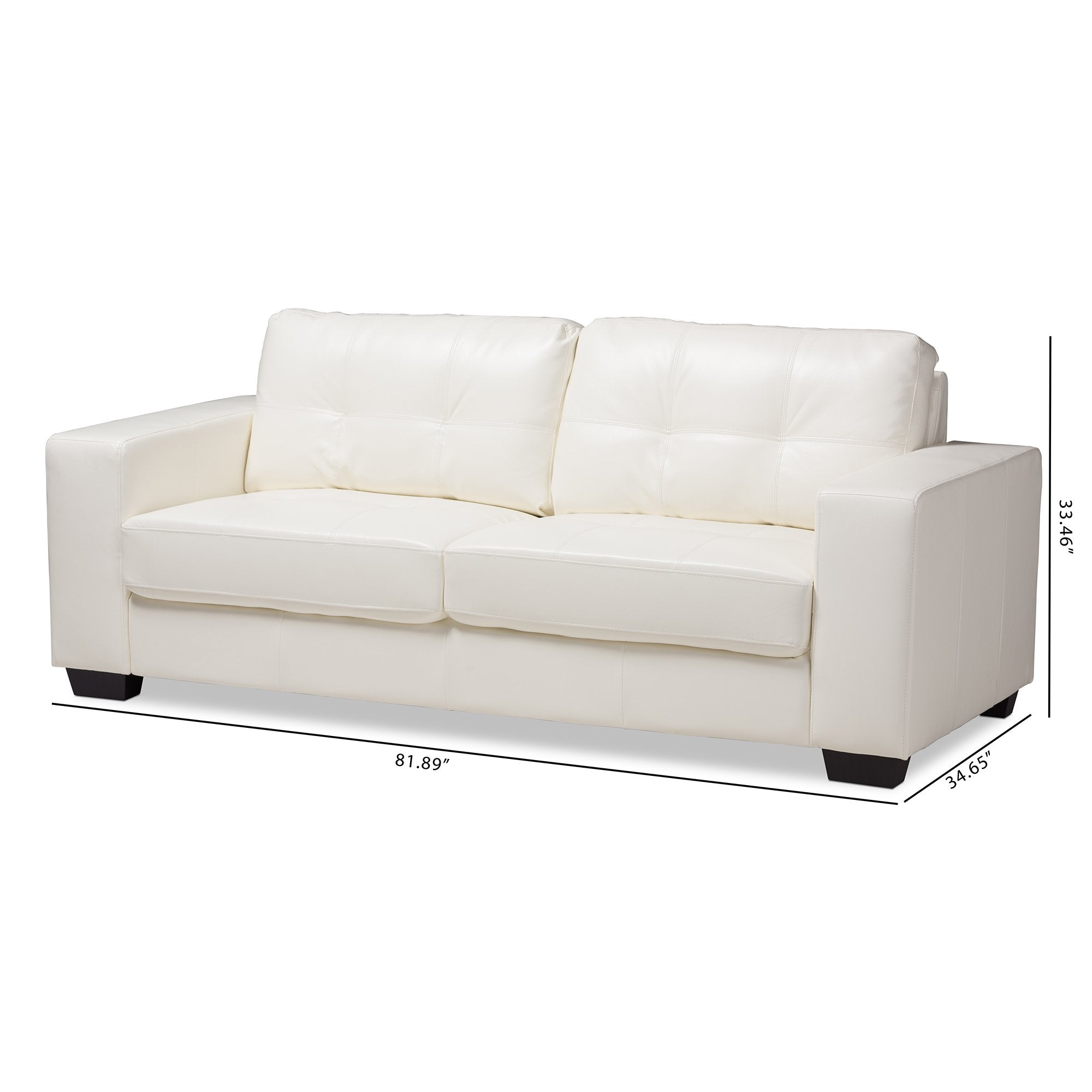 Baxton Studio Adalynn Modern and Contemporary White Faux Leather Upholstered Sofa