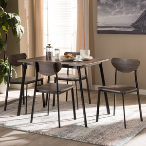 Baxton Studio Ornette Mid-Century Modern Matte Black Frame 5-Piece Dining Set