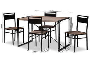 Baxton Studio Mamaine Rustic and Industrial Brown Wood Finished Matte Black Frame 5-Piece Dining Set