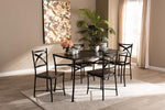 Baxton Studio Josie Rustic and Industrial Brown Wood Finished Matte Black Frame 5-Piece Dining Set