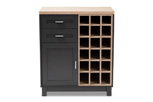 Baxton Studio Maxime Modern and Contemporary Grey and Light Oak Finished Wine Cabinet