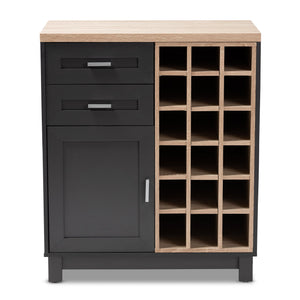 Baxton Studio Maxime Modern and Contemporary Grey and Light Oak Finished Wine Cabinet