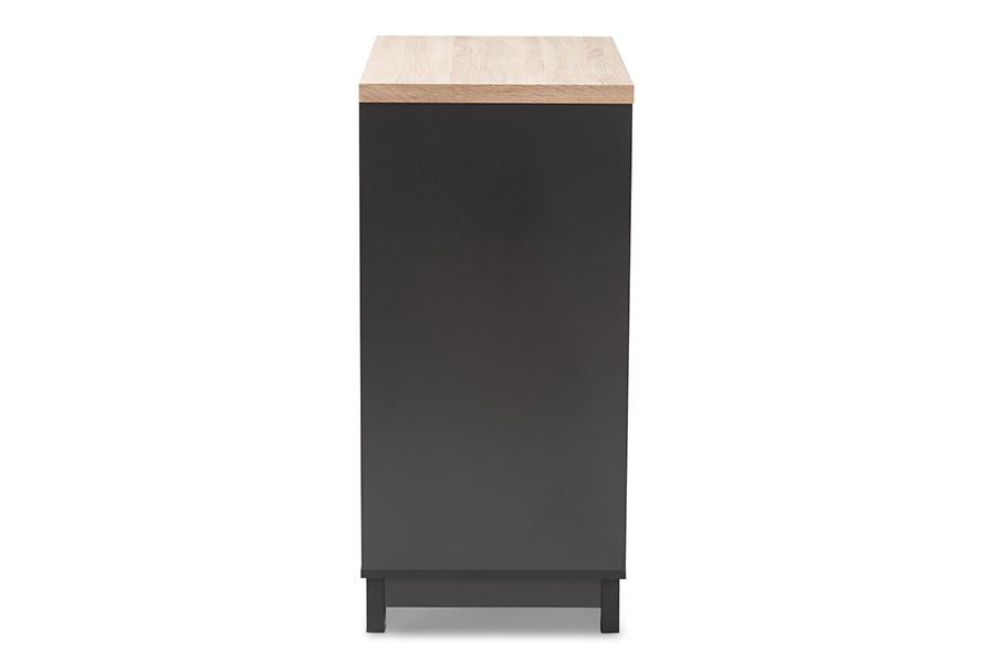 Baxton Studio Maxime Modern and Contemporary Grey and Light Oak Finished Wine Cabinet