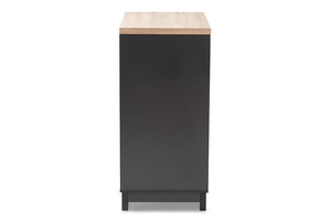 Baxton Studio Maxime Modern and Contemporary Grey and Light Oak Finished Wine Cabinet