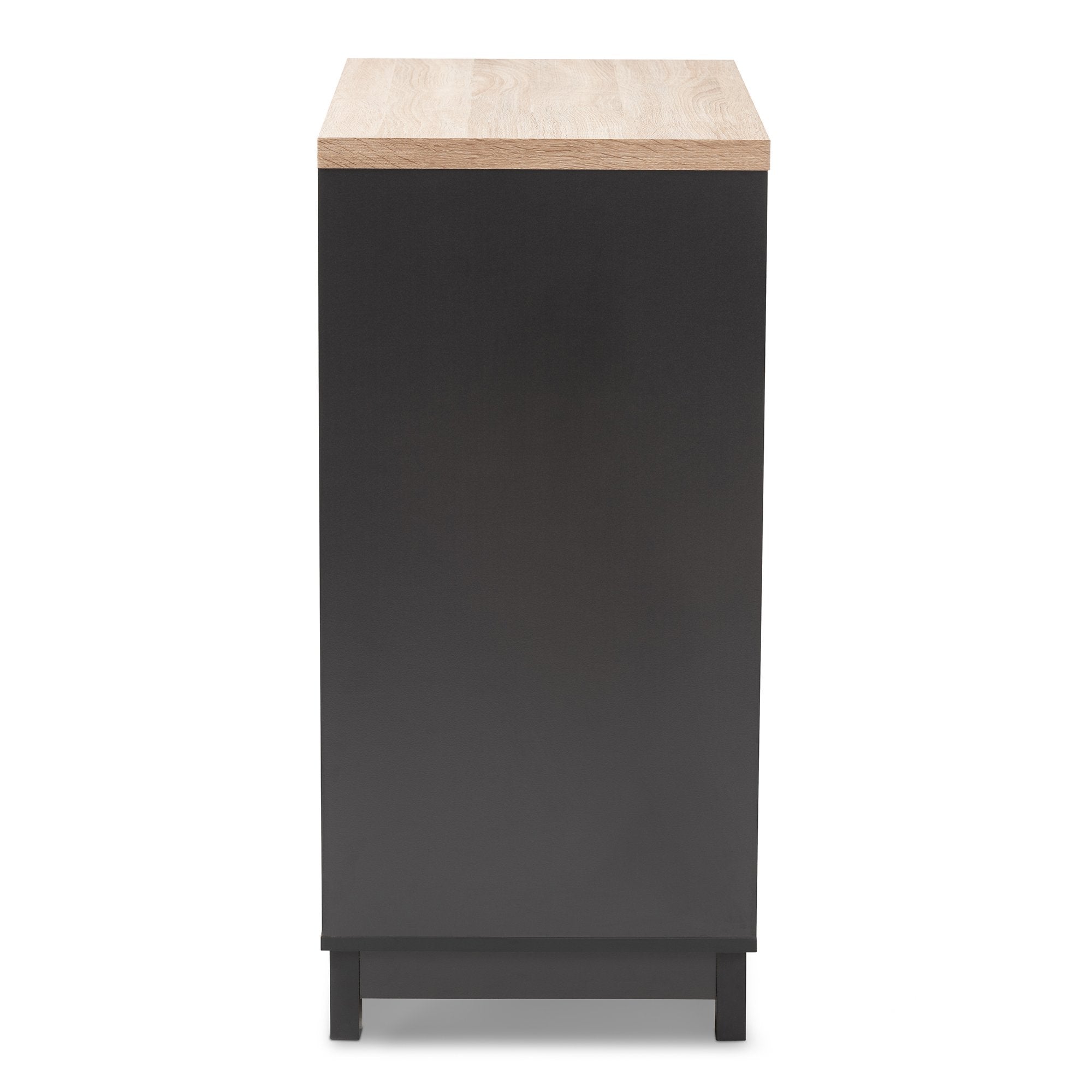 Baxton Studio Maxime Modern and Contemporary Grey and Light Oak Finished Wine Cabinet