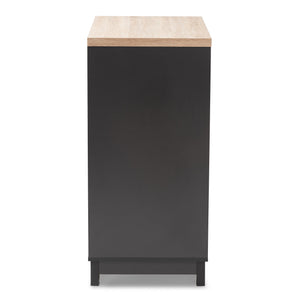 Baxton Studio Maxime Modern and Contemporary Grey and Light Oak Finished Wine Cabinet