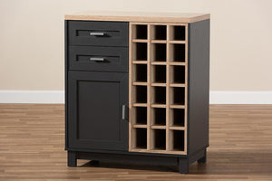 Baxton Studio Maxime Modern and Contemporary Grey and Light Oak Finished Wine Cabinet