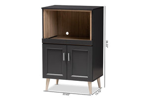 Baxton Studio Tobias Modern and Contemporary Dark Grey and Oak Brown Finished Kitchen Cabinet