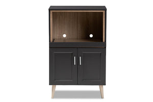 Baxton Studio Tobias Modern and Contemporary Dark Grey and Oak Brown Finished Kitchen Cabinet