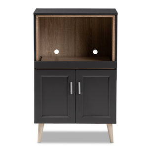 Baxton Studio Tobias Modern and Contemporary Dark Grey and Oak Brown Finished Kitchen Cabinet