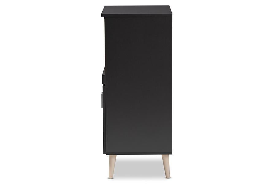 Baxton Studio Tobias Modern and Contemporary Dark Grey and Oak Brown Finished Kitchen Cabinet