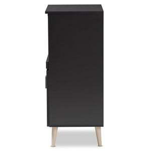 Baxton Studio Tobias Modern and Contemporary Dark Grey and Oak Brown Finished Kitchen Cabinet