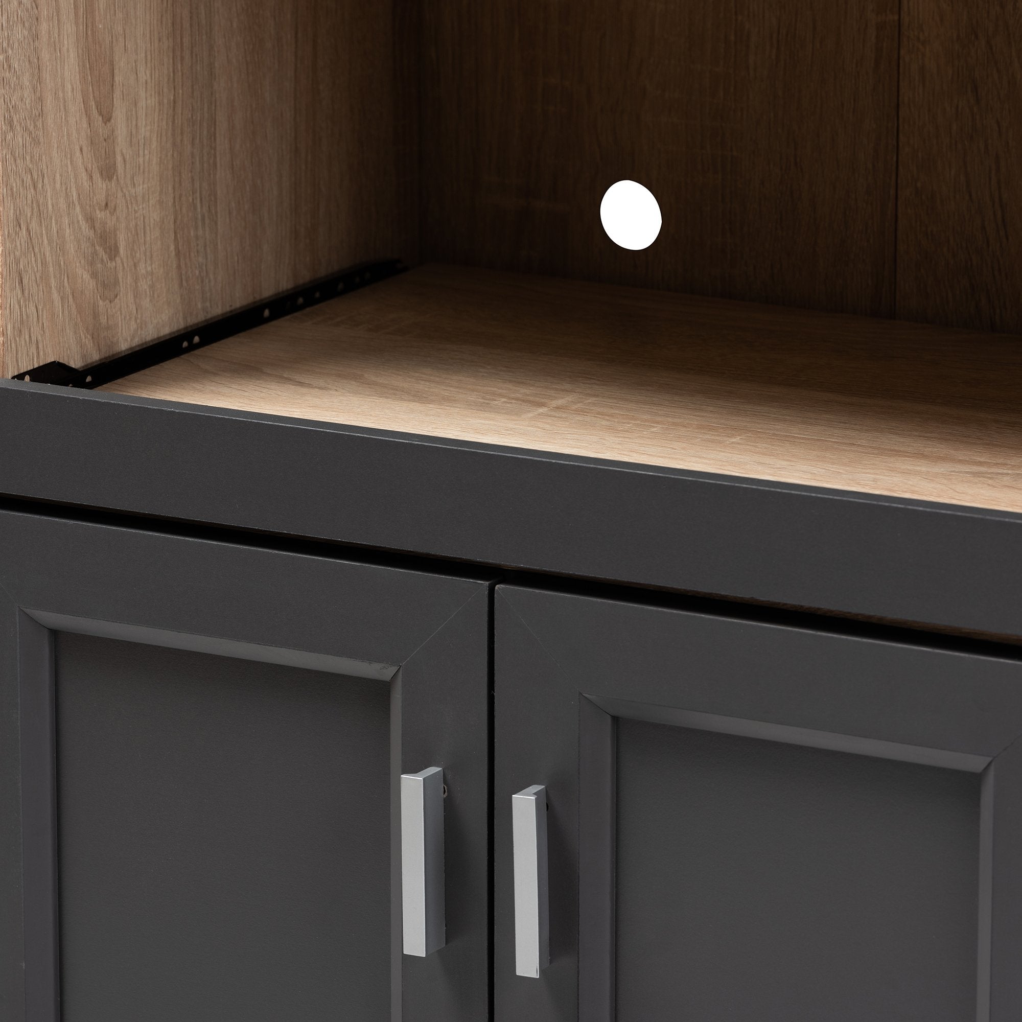 Baxton Studio Tobias Modern and Contemporary Dark Grey and Oak Brown Finished Kitchen Cabinet