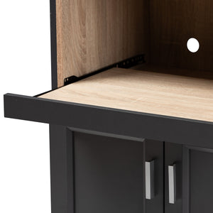 Baxton Studio Tobias Modern and Contemporary Dark Grey and Oak Brown Finished Kitchen Cabinet