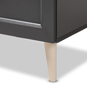 Baxton Studio Tobias Modern and Contemporary Dark Grey and Oak Brown Finished Kitchen Cabinet