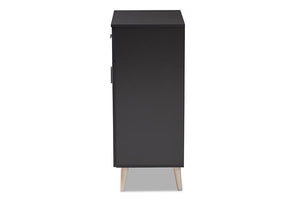 Baxton Studio Jonas Modern and Contemporary Dark Grey and Oak Brown Finished Kitchen Cabinet