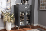 Baxton Studio Jonas Modern and Contemporary Dark Grey and Oak Brown Finished Kitchen Cabinet