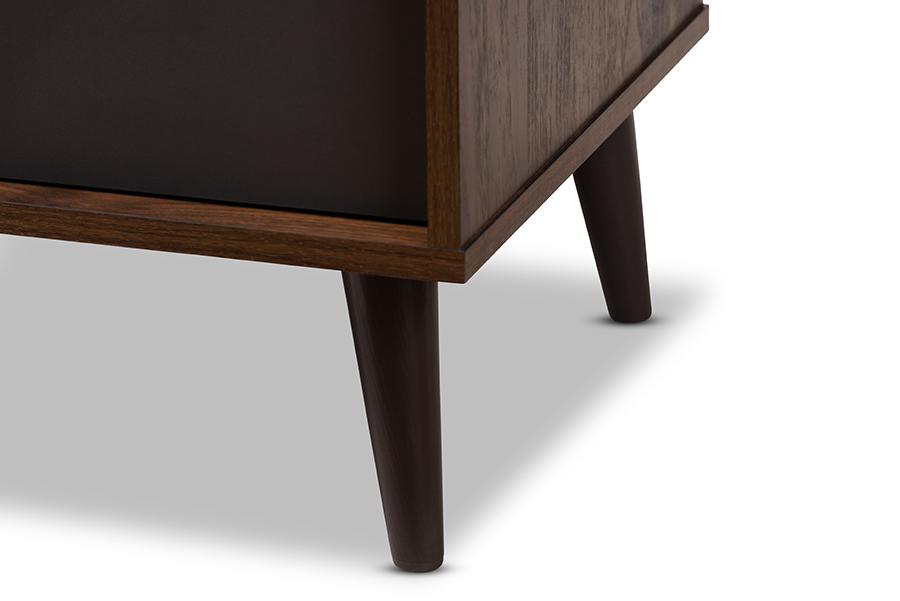 Baxton Studio Samuel Mid-Century Modern Brown and Dark Grey Finished TV Stand