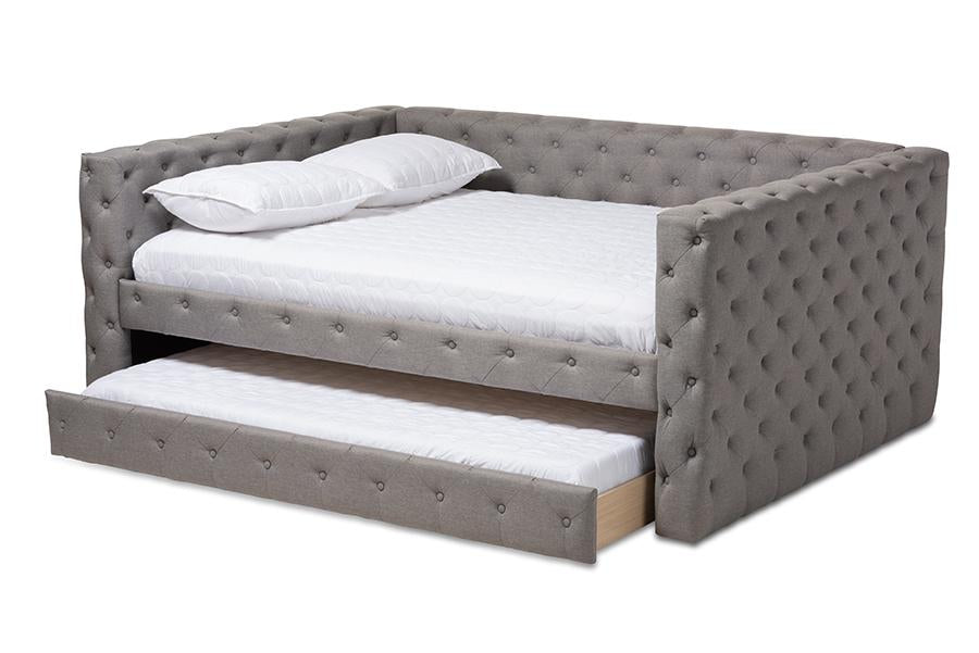 Baxton Studio Anabella Modern and Contemporary Grey Fabric Upholstered Full Size Daybed with Trundle