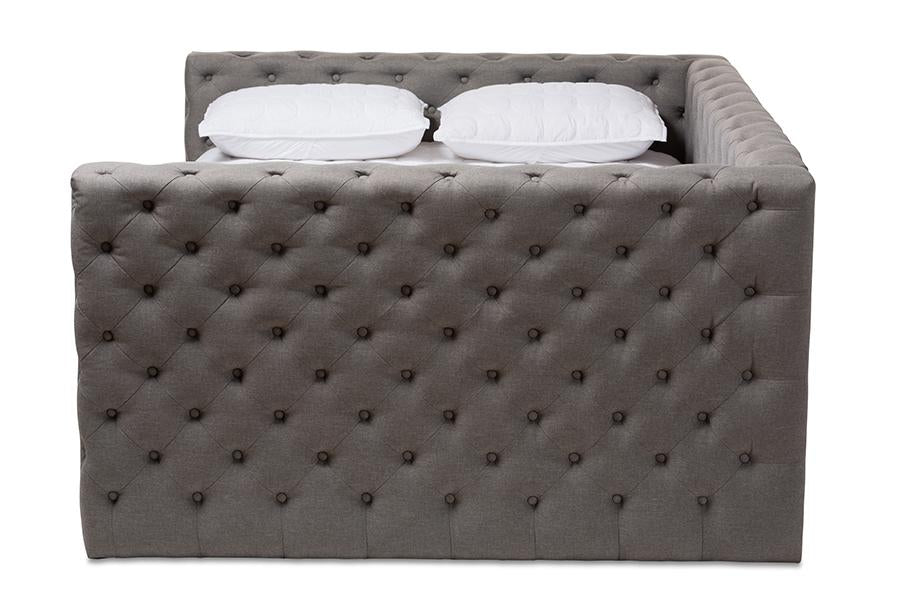 Baxton Studio Anabella Modern and Contemporary Grey Fabric Upholstered Full Size Daybed with Trundle