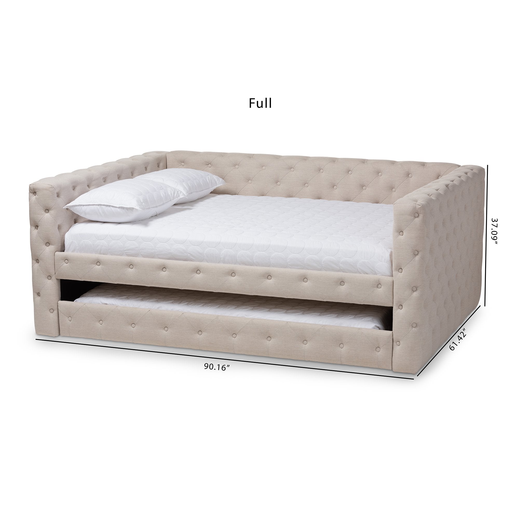 Baxton Studio Anabella Classic and Contemporary Light Beige Fabric Upholstered Full Size Daybed with Trundle