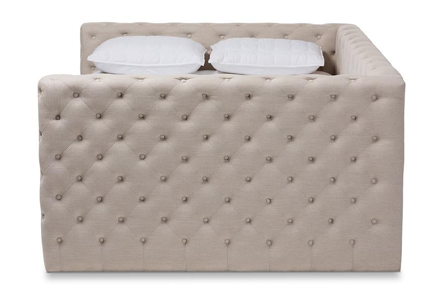 Baxton Studio Anabella Classic and Contemporary Light Beige Fabric Upholstered Full Size Daybed with Trundle