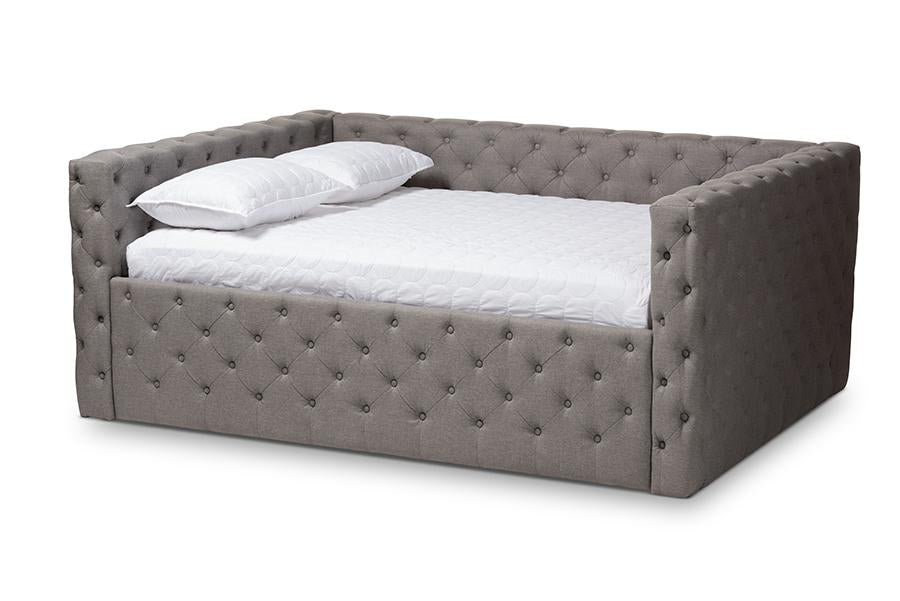 Baxton Studio Anabella Modern and Contemporary Grey Fabric Upholstered Queen Size Daybed