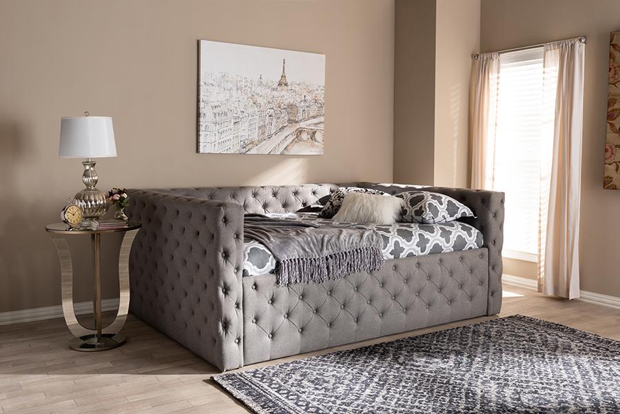 Baxton Studio Anabella Modern and Contemporary Grey Fabric Upholstered Full Size Daybed